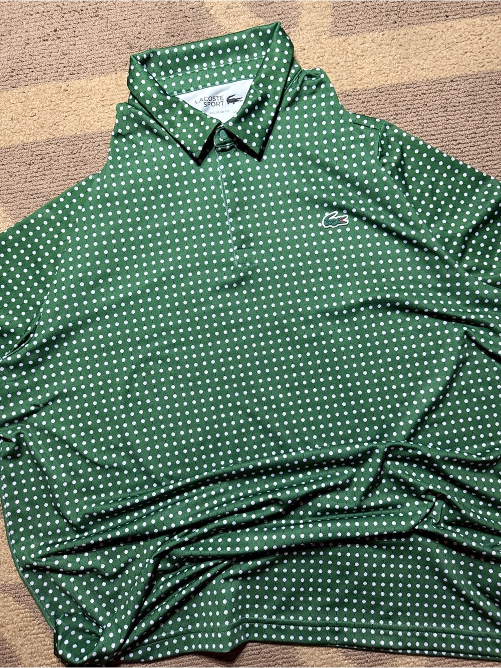 Lacoste Sport Regular Fit Green Polka Dot Performance Polo Shirt Men’s XXL